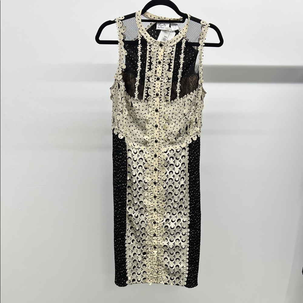 Black and Cream Applique Dress